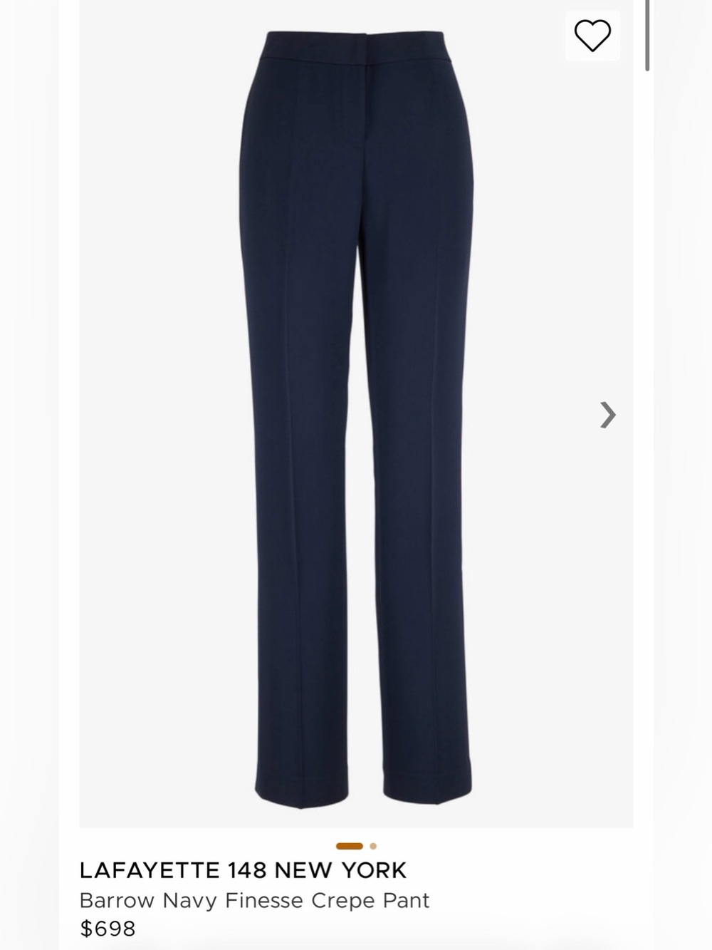 Lafayette 148 New York Barrow Navy Finesse Crepe Pant